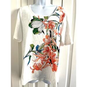 Chico's Spread Kindness Like Wildflowers Foiled Floral Short Sleeve Tee Size 2